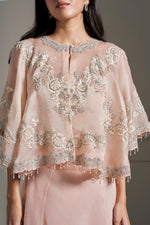 Whimsical Peach Hand Embellished Cape Set