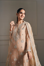 Graceful Beige Embellished Kurta Ensemble