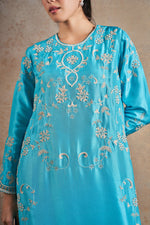 Regal Turquoise Blue Hand Embellished Kurta Set