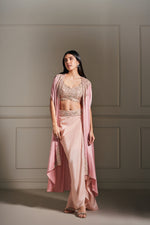 Chic Majesty: Embellished Pink Cape Set