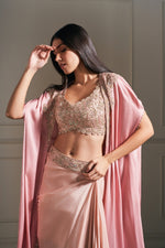 Chic Majesty: Embellished Pink Cape Set