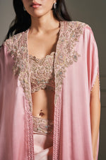 Chic Majesty: Embellished Pink Cape Set