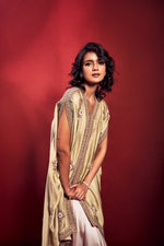 Light Green Hand Embellished Kaftan Set