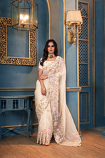 Falak ~ Heritage Ivory Thread Organza Saree
