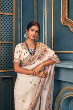 Falak ~ Heritage Ivory Multi Coloured Saree