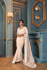 Falak ~ Heritage Light Beige Organza Saree