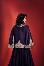 Purple Hand Embellished Short Jacket Lehenga Set