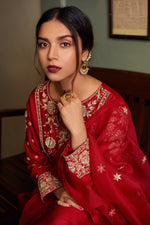 Kalista ~ Traditional Red Embroidered Kurta Set