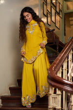 Kalista ~ Mustard Yellow Embroidered Sharara Set