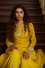 Mustard Yellow Embroidered Sharara Set