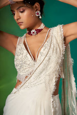 Dramatic Ivory Draped Saree